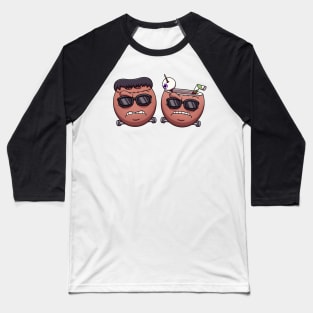 Cool Coconut Frankenstein Monster Faces Baseball T-Shirt